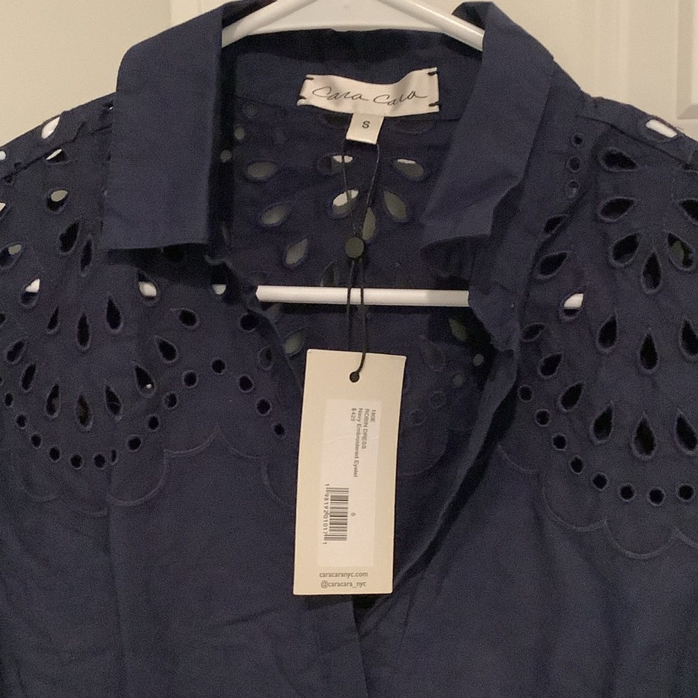 Cara Cara Navy Eyelet Dress, Brand New - Picture 2 of 3